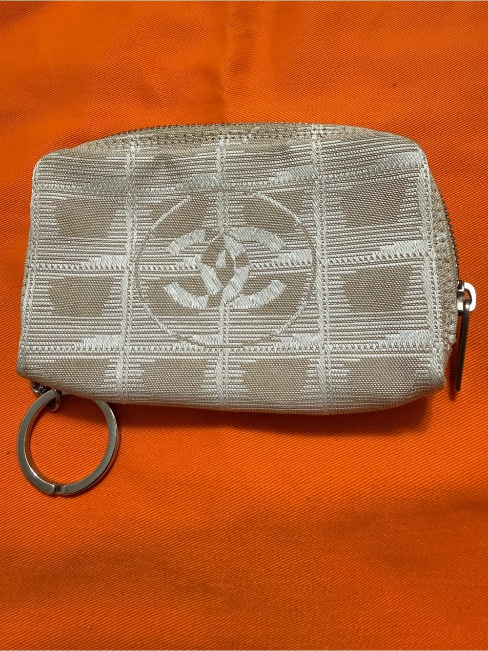 Chanel Travel Beige Key Pouch with Zip includes box dust and shopping bag
